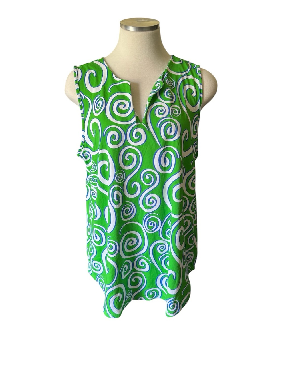 Lulu-B Green White Swirl Print Sleeveless Camisole